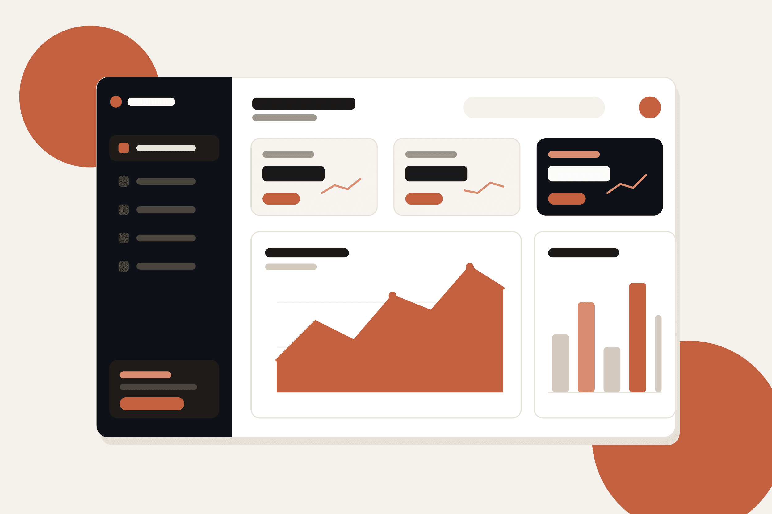 Illustration d'un tableau de bord SaaS avec graphiques